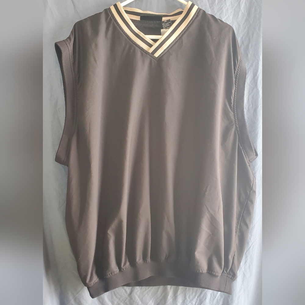 Vintage Men's Black V-Neck Golf Vest With Pockets